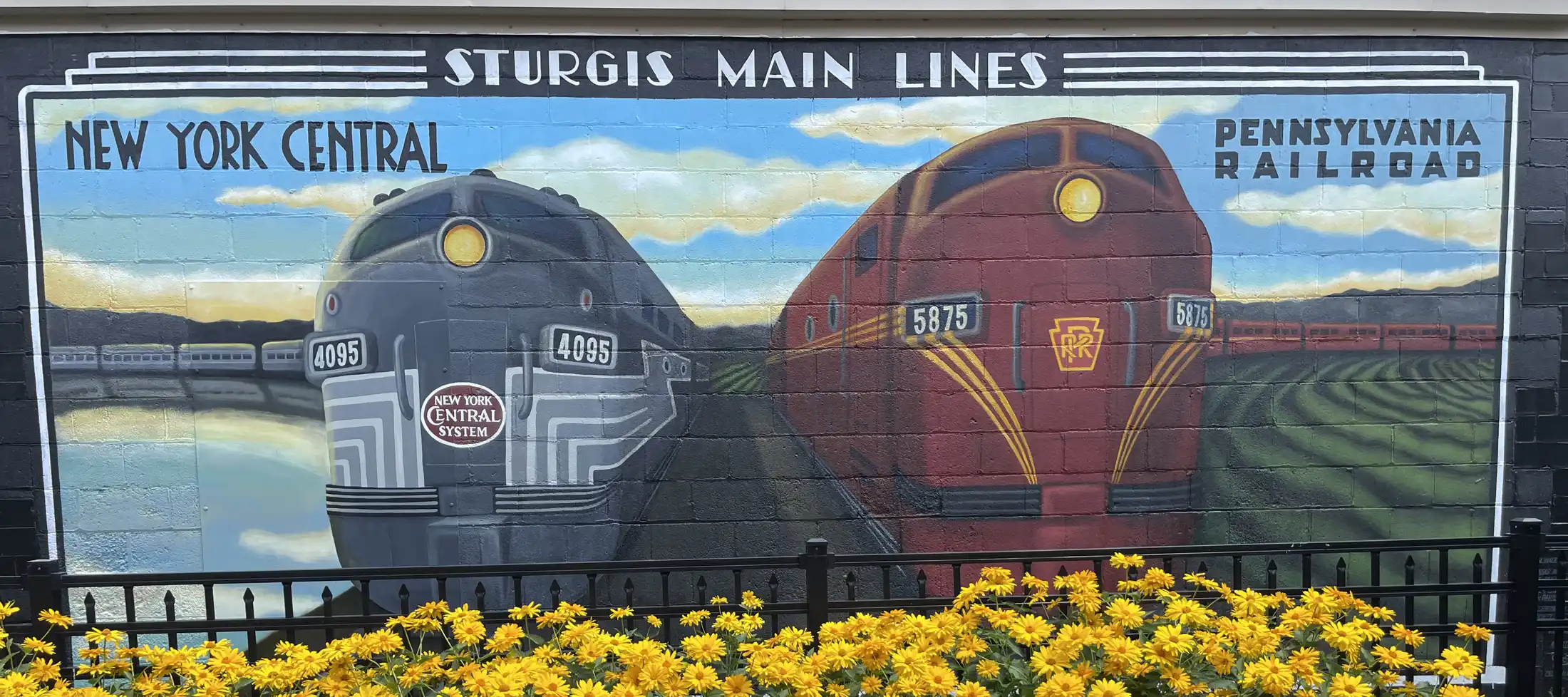 Train mural at the Sturgis Historical Museum at the Depot